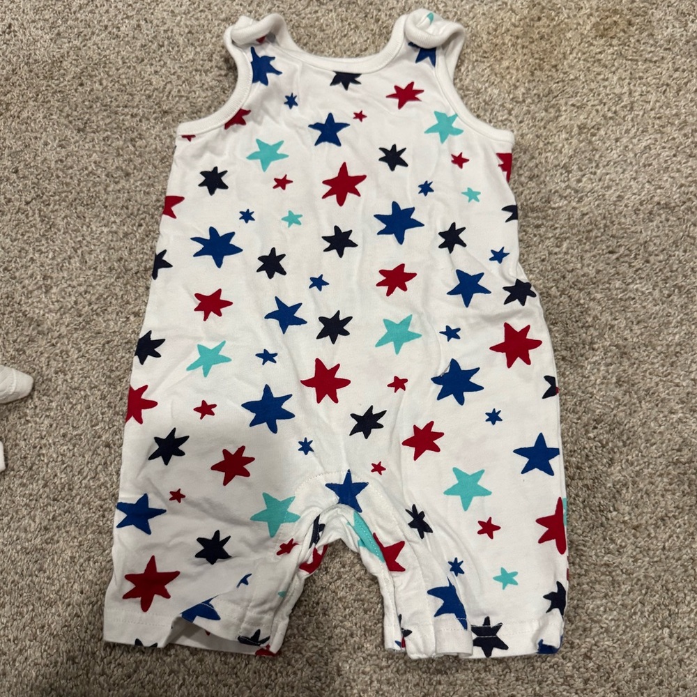 Hanna Andersson White Romper with Colorful Stars
